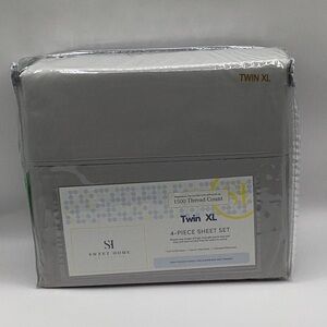 Sweet Home Collections Twin XL 4-Piece Sheet Set - Gray/Silver